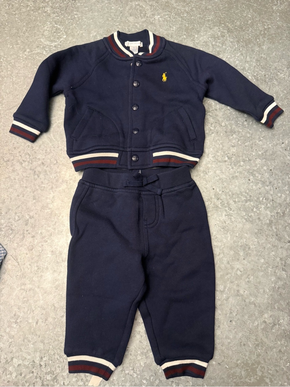 Ralph Lauren Baby Boys Navy Varsity Jacket & Pants Set 9 Months New With Tags